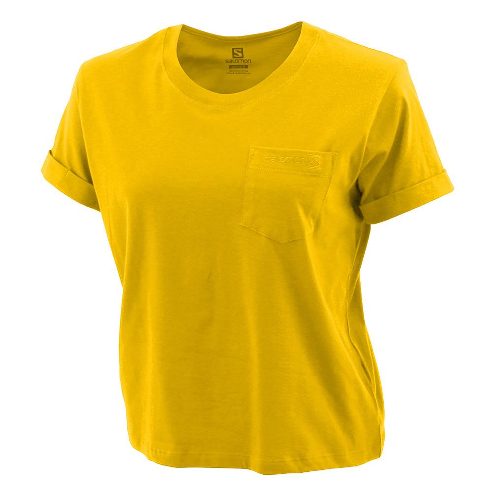 T-Shirts Salomon Femme Jaune - Salomon POCKET SS W - France (8726-PVREH)